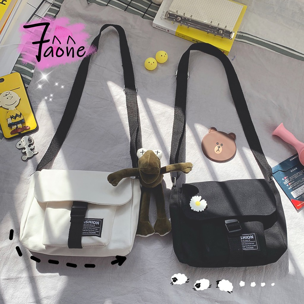 TÚI TOTE ĐEO CHÉO 1 KHÓA BÊN NGOÀI ULZZANG (VẢI CANVAS)