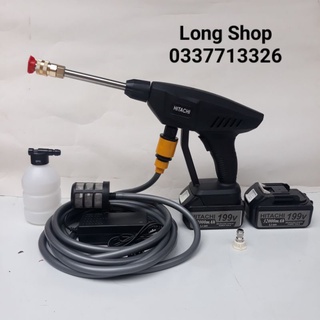 Máy rửa xe dùng pin mini, Máy xịt rửa tăng áp Hitachi 199V áp lực cao 1400W