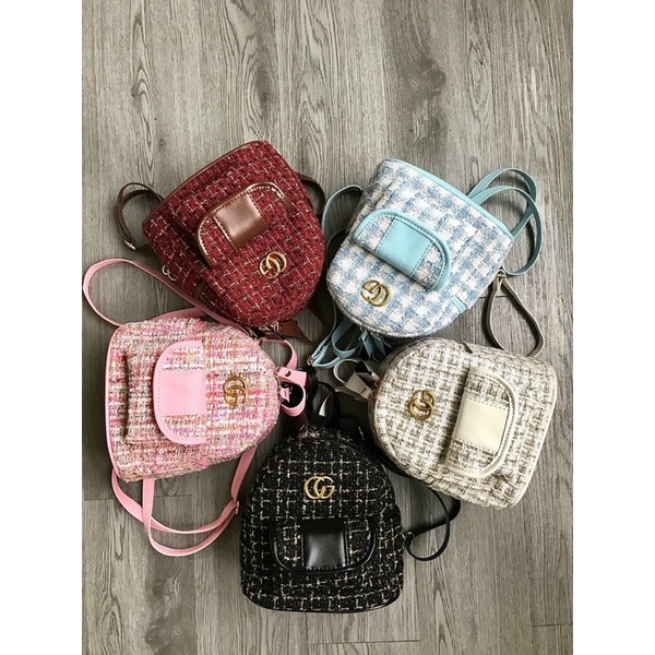 ❤️𝙁𝙍𝙀𝙀𝙎𝙃𝙄𝙋❤️ balo  nữ dạ kẻ tag đồng nhiều ngăn ảnh video tự quay