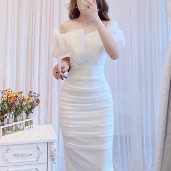 Đầm Trắng Body Trễ Vai DVC V1640, Chính Hãng 2021