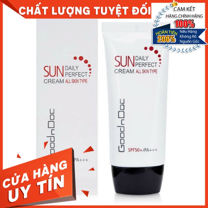 [CHÍNH HÃNG] Kem Chống Nắng Dưỡng Trắng Sáng Và Nâng Tone Da - Goodndoc Daily Perfect Sun Cream SPF 50+/PA+++