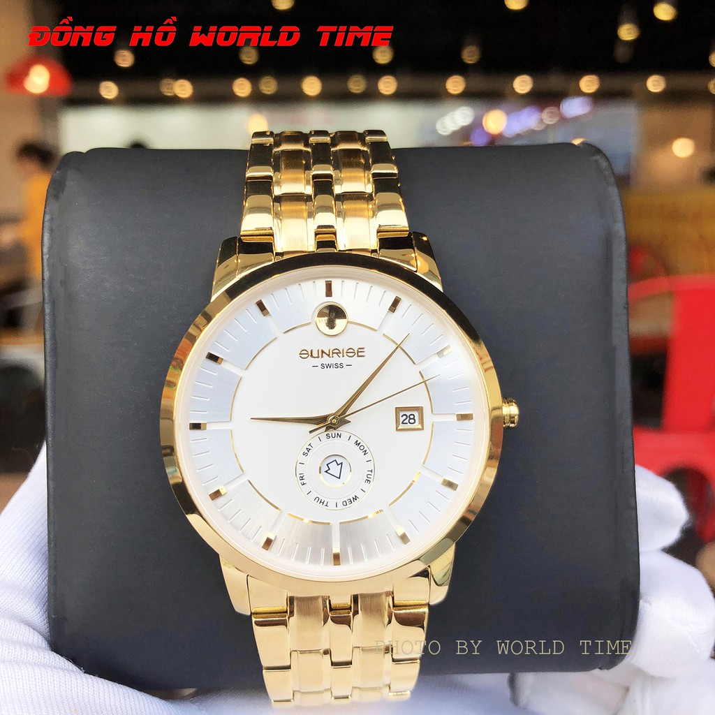 Đồng hồ nam sunrise dây thép 1115sa chính hãng full box sapphire chống xước , chống nước, bảo hành 3 năm