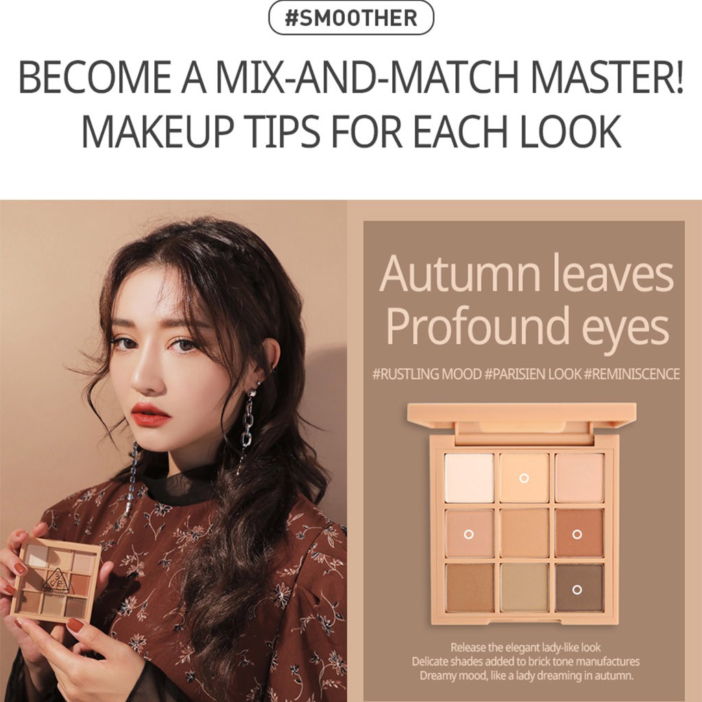 Bảng phấn mắt 3CE MOOD RECIPE nhiều màu tông SMOOTHER 8.1g