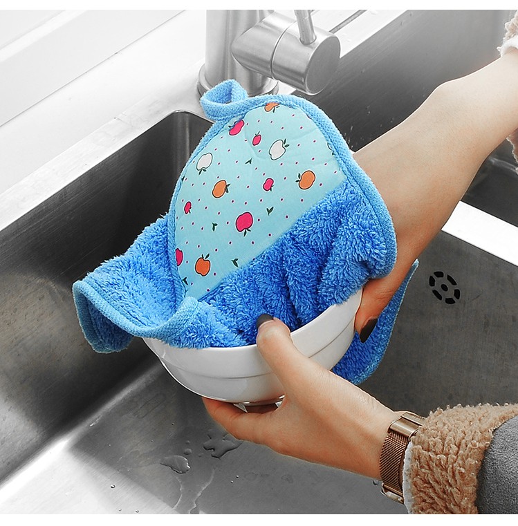 Khăn Tay ANAEAT Bằng Nhung San Hô Lau Tay/ Lau Bát Đĩa Thấm Nước Không Xơ