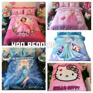Bộ ga giường disney cotton cao cấp lụa công chúa Elsa Frozen