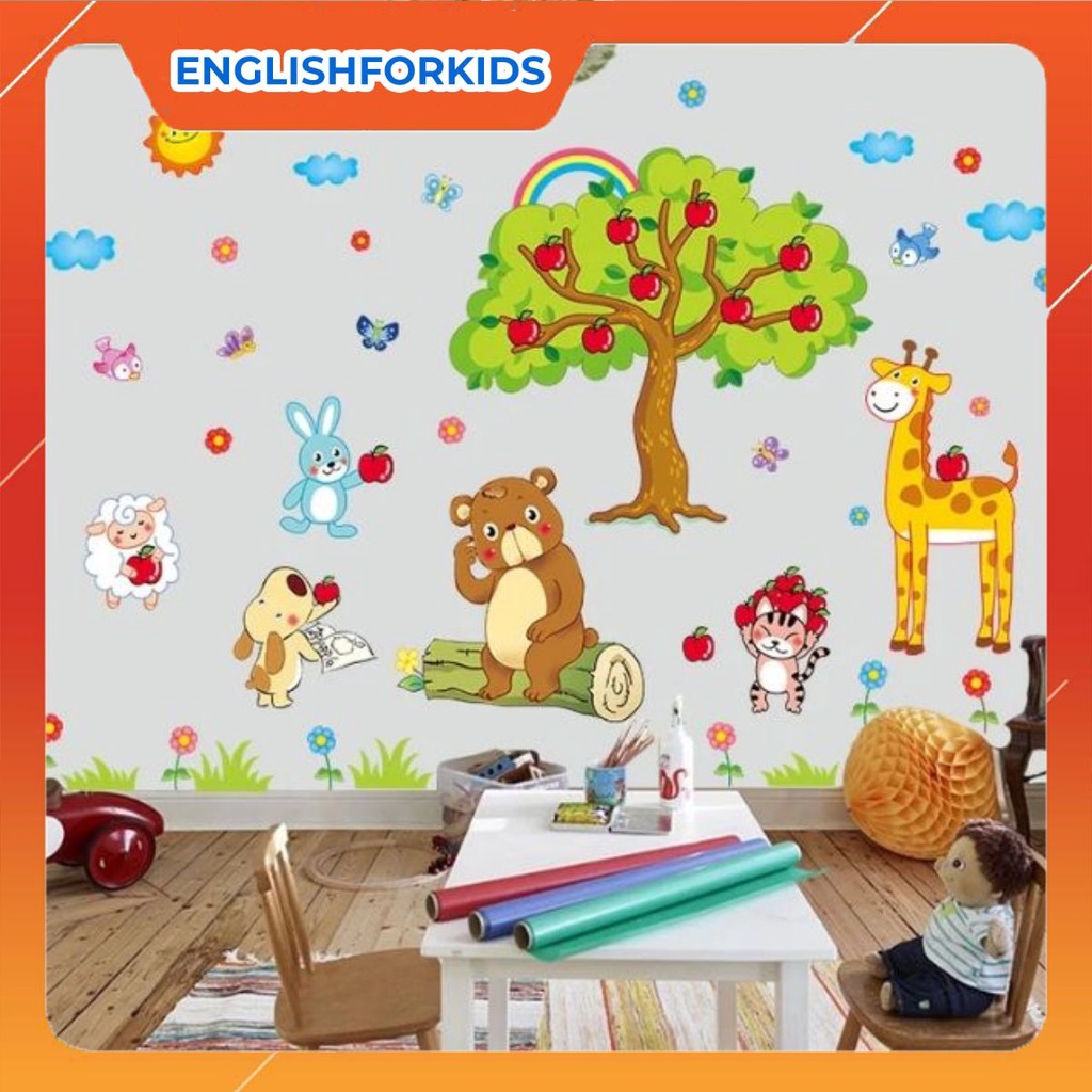 Decal dán tường bác gấu nâu