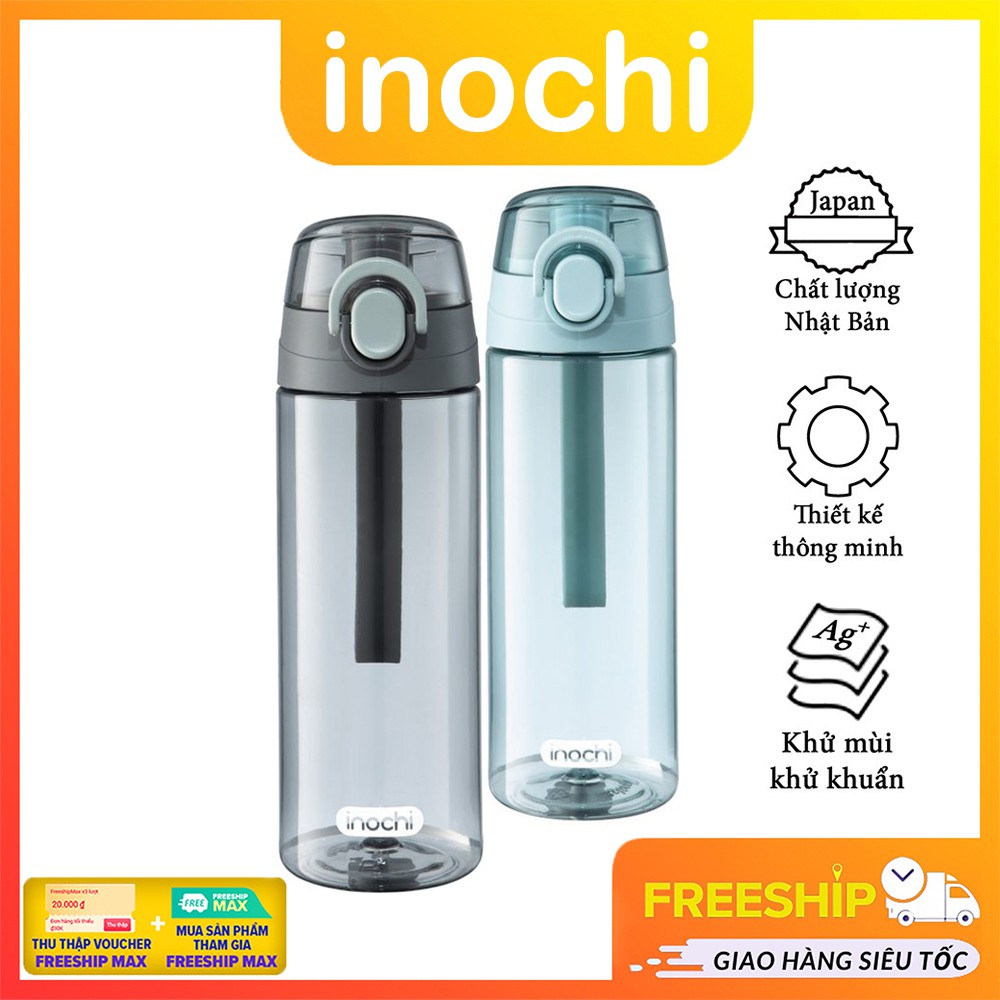 Bình Nước Nhựa Thể Thao Inochi Kita 620ml, Có Thể Đựng Nước Mang Đi Tập Gym, Đi Làm Văn Phòng Công Sở Công Nghệ Nhật Bản