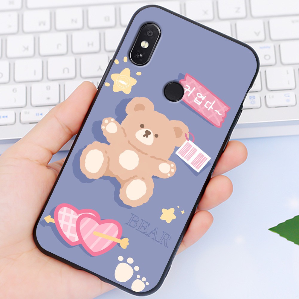 Ốp Xiaomi 🌻 Ốp lưng Xiaomi Redmi Note 5 5 Pro Redmi Note 6 6 Pro Cute Bear nhựa cao cấp viền silicon - Banana Store