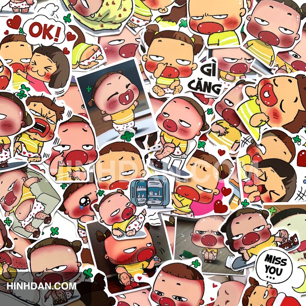 50 Sticker QUỲNH AKA decal hình dán chống nước trang trí xe, laptop, nón bảo hiểm