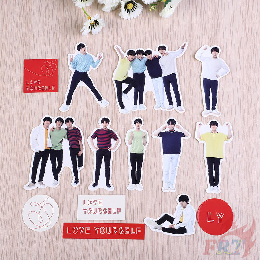 Set 14 Miếng Dán Trang Trí Laptop Điện Thoại Hình Bts World Tour: Love Yourself