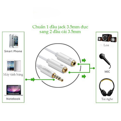 Cáp Chia Jack 3.5 ra Mic và Loa UGREEN 10789 - Hàng Chính Hãng