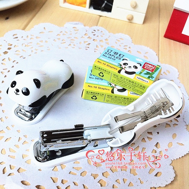 Dập ghim mini hình gâu trúc kèm hộp ghim dễ thương cute TooYoo TY0120