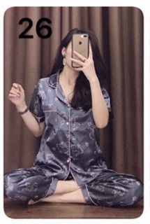 Combo bộ ngủ lụa áo cộc quần dài