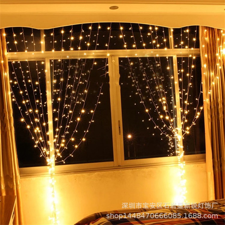 Dây đèn LED trang trí nháy thả mành, nhiều chế độ nháy sáng, nhiều kích cỡ