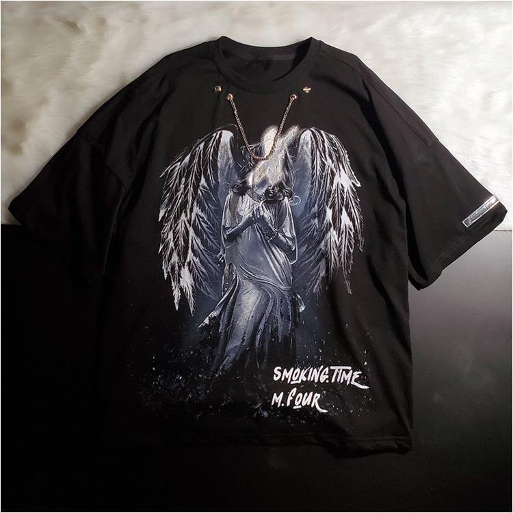 Áo thun tay ngắn dáng rộng màu nhuộm thời trang mùa hè cho nam