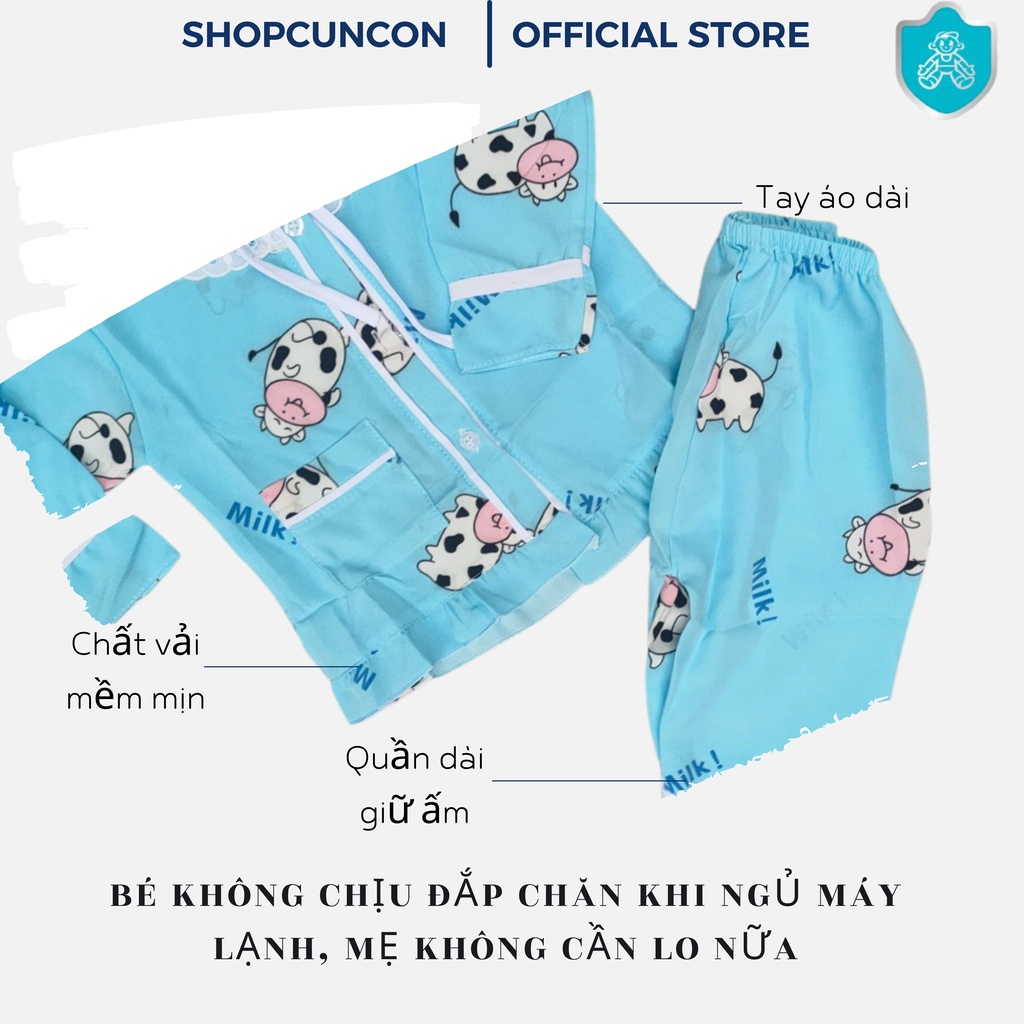 Đồ bộ bé gái sơ sinh Đồ ngủ Pijama bé gái cho bé gái tay dài Đồ mặc nhà dài tay chất lụa cotton mịn SCC0329