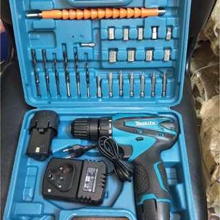 Máy Khoan Pin Makita 12V Đủ Đồ Phụ Kiện 28 Chi Tiết Bắt Vít, Khoan Tường, Siết Bulong Kios Việt