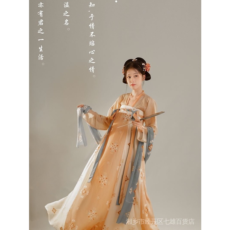 Váy Hán Phục Dáng Dài in Họa Tiết Thời Trang Xuân Hè Chính Hãng Made in Tang