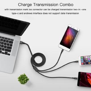 Dây cáp sạc 3 trong 1 có đầu Lightning / Micro USB/ Type C cho Iphone / Android