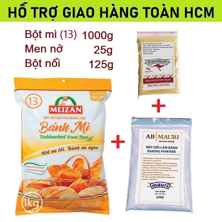 Combo làm bánh Bột mì + Men nở + Bột nổi thương hiệu Baker Choice và AB Mauri