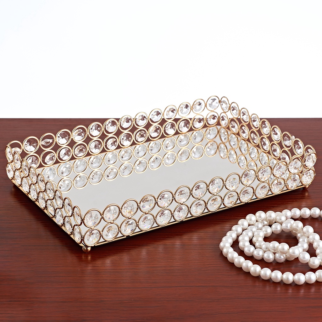 [szsirui] Khay Chữ Nhật Đựng Nước Hoa / Mỹ Phẩm / Đồ Trang Sức / Trang Điểm / Phòng Tắm / Phòng Ngủ Màu Vàng Đồng