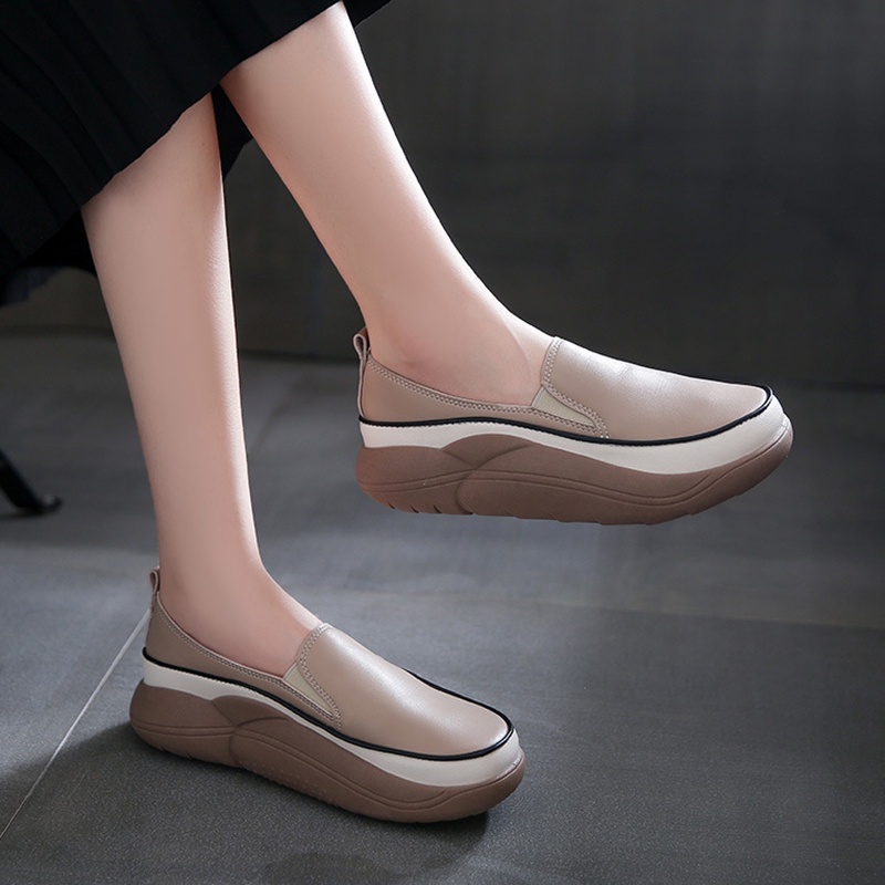 Giày Lười Đế Xuồng Mũi Tròn Phong Cách retro Cho Nữ