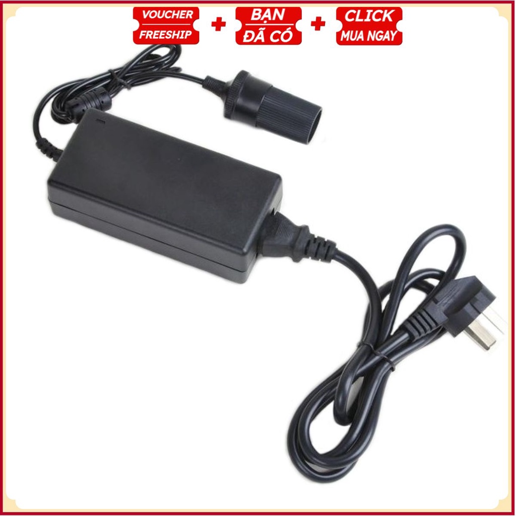Bộ Adapter CHUYỂN ĐỔI ĐIỆN Gia Đình AC 220V - DC 12V/60W Cho Máy Bơm Máy Hút Bụi Ô Tô Xe Hơi Có Đầu Tẩu