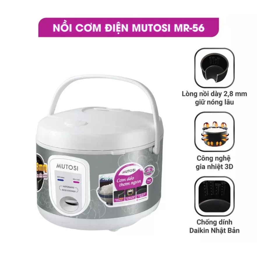 Nồi cơm điện Mutosi MR56 giữ nhiệt tốt hàng Nhật Bản cao cấp.