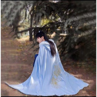 🌺[Order] Áo choàng lông hán phục (sẵn đen)