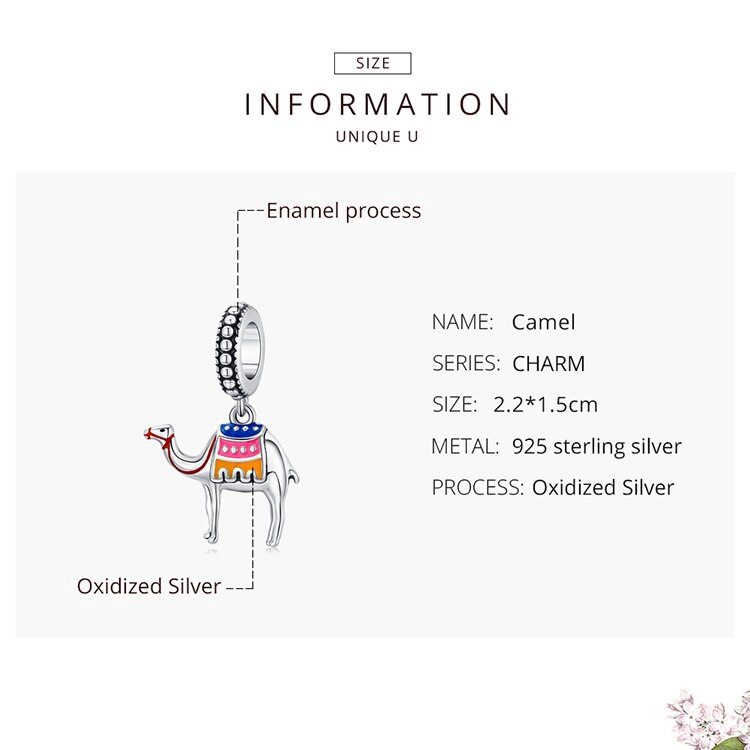 Hạt Xỏ Vòng Tay Bamoer Bạc 925 Hình Lạc Đà Tráng Men 3mm