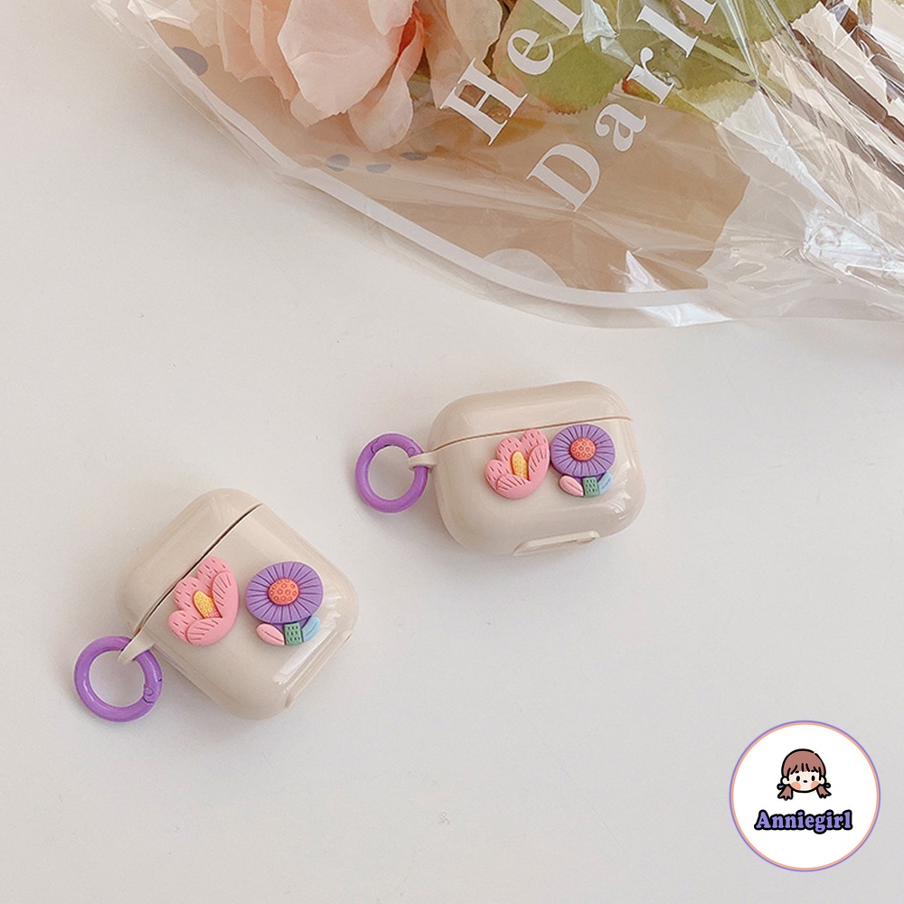 Vỏ Bảo Vệ Hộp Sạc Tai nghe không dây Airpods 1/2/3/pro Hình Hoa Đào Mùa Hè 3D