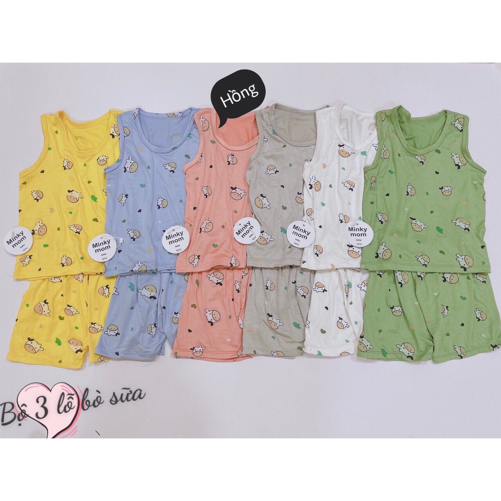 Bộ Ba Lỗ Bé Trai, Bé Gái Minky Mom Vải Thun Lạnh Hoạ Tiết Bò Sữa, Set 3 Lỗ Mặc Hè Cho Bé - AN.KID