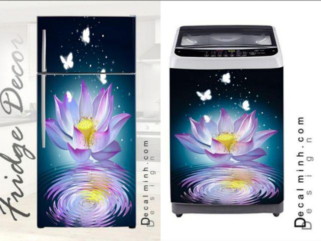 {LƯỚT XEM ẢNH} Combo Decal tem dán tủ lạnh + máy giặt cao cấp - 3D cao cấp