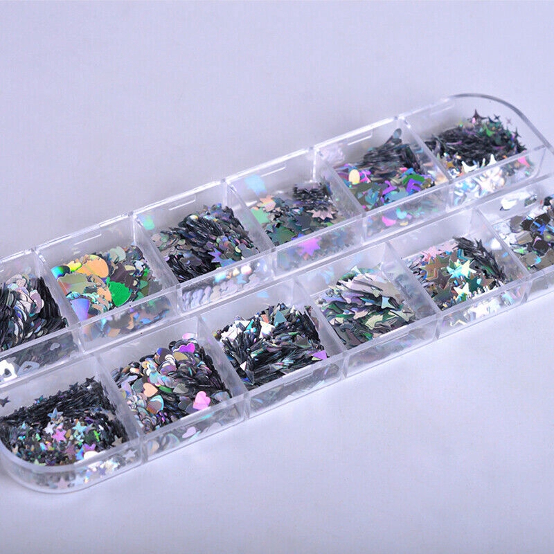 Set 12 Hộp Sequin Lấp Lánh Dùng Để Trang Trí Móng Nghệ Thuật