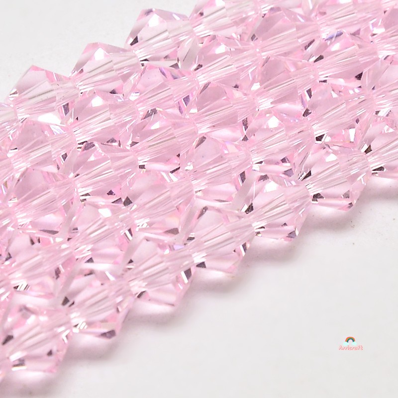1 chuỗi 50 hạt thủy tinh màu hồng lỗ 6x6mm 1mm/ 11.4 inch tiện dụng 5301