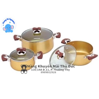 Bộ nồi Sunhouse 3 cái màu vàng (SHD6634)