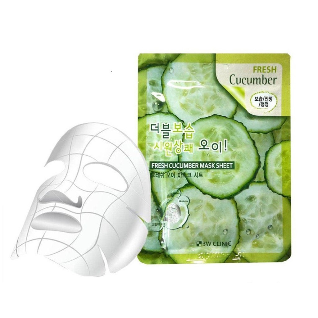 Mặt Nạ Dưỡng Da Chiết Xuất Dưa Leo 3W Clinic Fresh Cucumber Mask Sheet 23ml