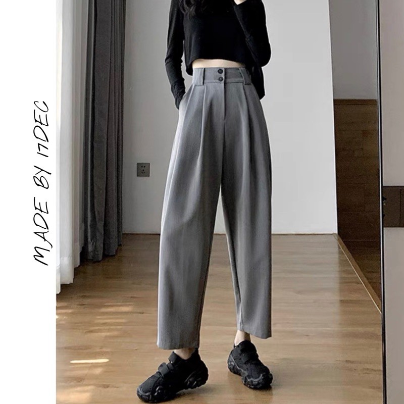 Quần baggy dáng thụng 17DEC, quần tây nữ cạp cao ống rộng dáng bom cao cấp | BigBuy360 - bigbuy360.vn