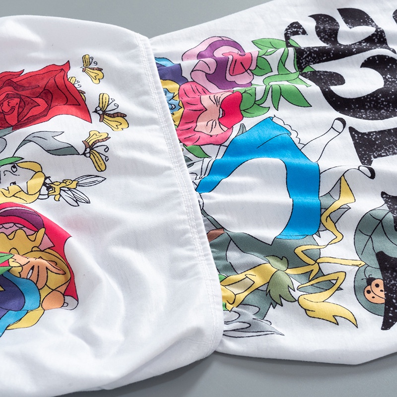 Đầm Tay Ngắn Hở Lưng In Họa Tiết Hoạt Hình Phong Cách Đường Phố Cá Tính Cho Nữ