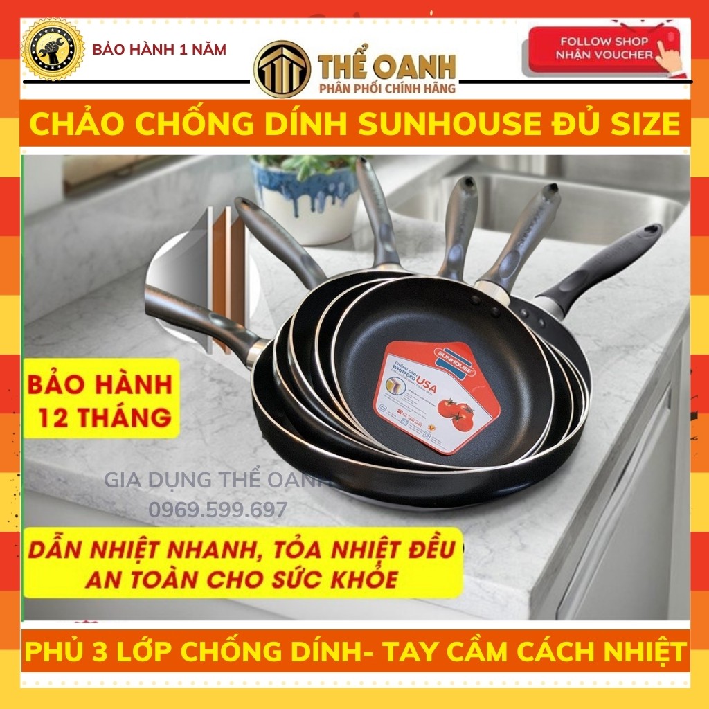 Chảo chống dính Sunhouse size CT18-CT20-CT 24- CT26- CT28-CT30cm