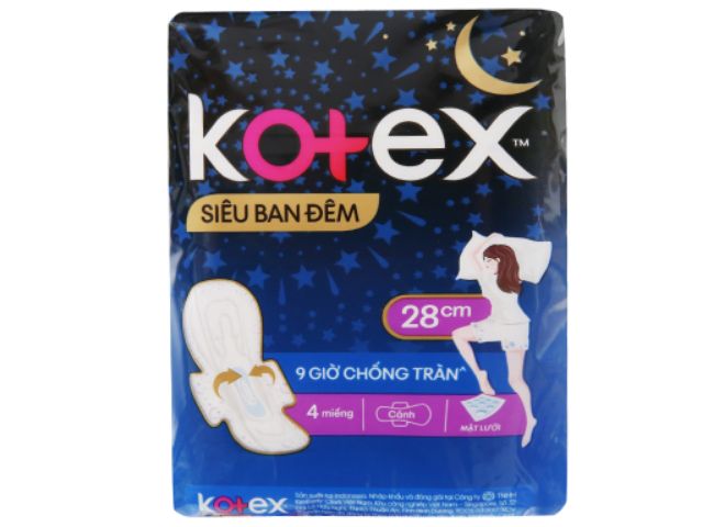 Băng vệ sinh KOTEX siêu ban đêm (4 miếng x 28cm)