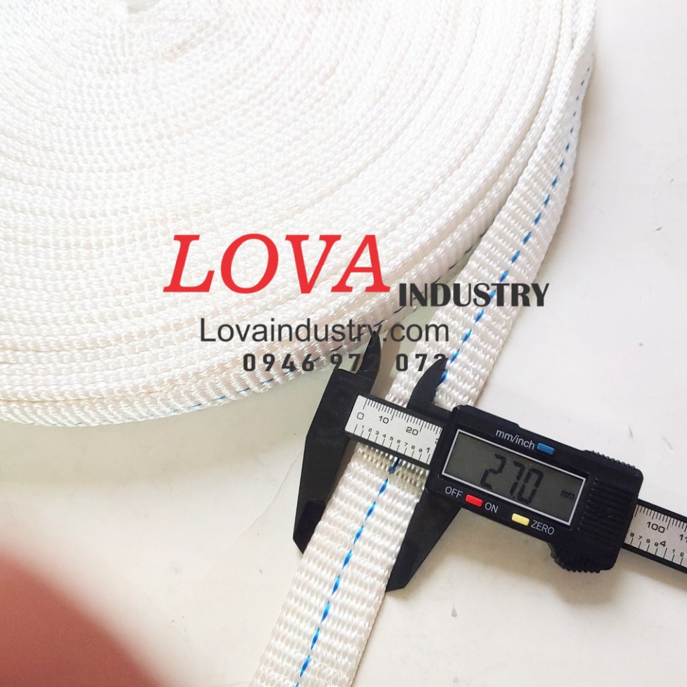 1 mét Dây đai polyester cường lực bản 27mm màu tắng, dây bẹ buộc hàng - Lova industry