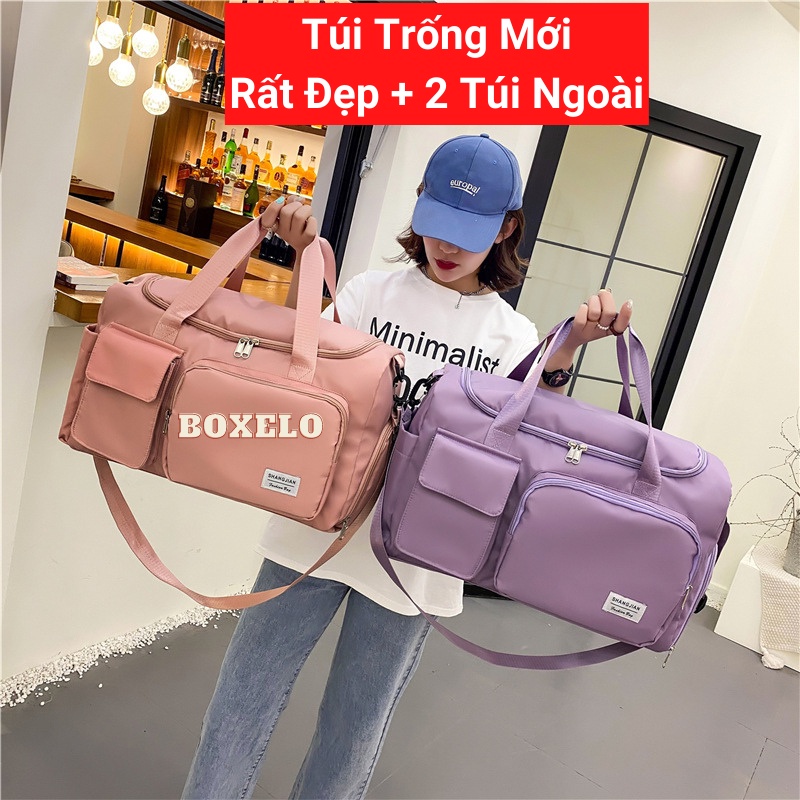 Túi xách du lịch nữ 2 tầng BIGZISE gấp gọn, túi trống thể thao nam có ngăn đựng giầy