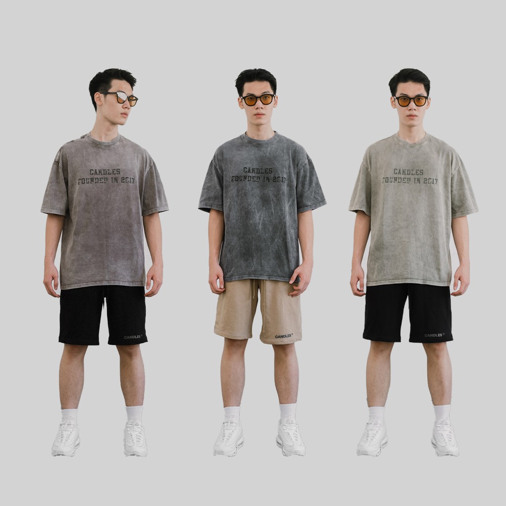 Áo phông unisex loang màu Logo Founded Candles Studio | BigBuy360 - bigbuy360.vn