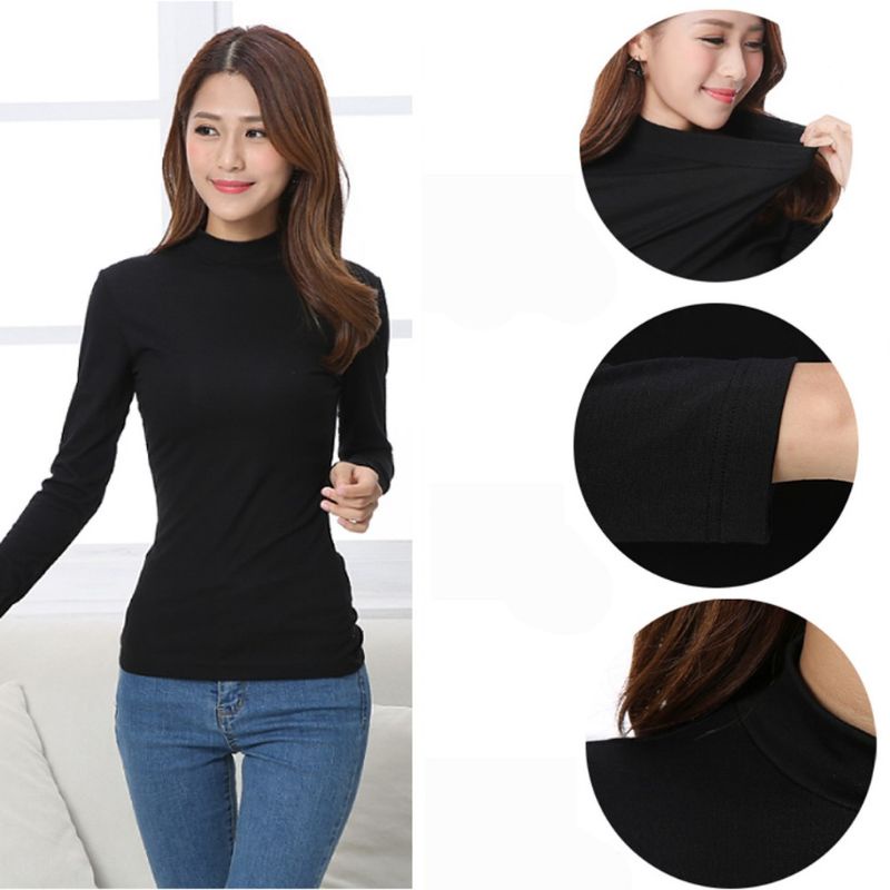 Áo thun dài tay nữ chất thun lạnh co giãn 4c big size dưới 68Kg