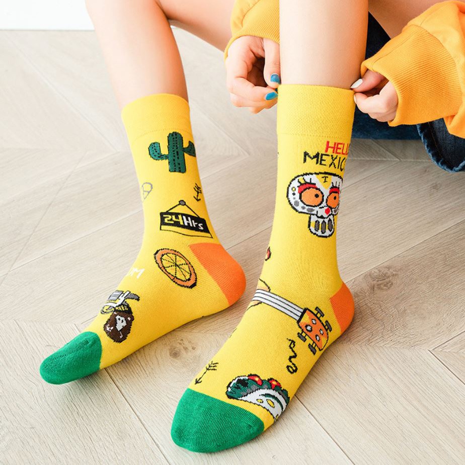 Tất unisex vớ unisex họa tiết hoạt hình MixMatched thời trang street life trẻ trung chất liệu cotton cao cấp PHÊ TẤT