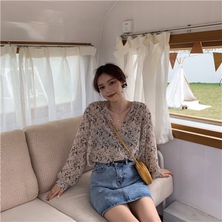 Áo chiffon hoa nhí [ Hàng Có Sẵn ]