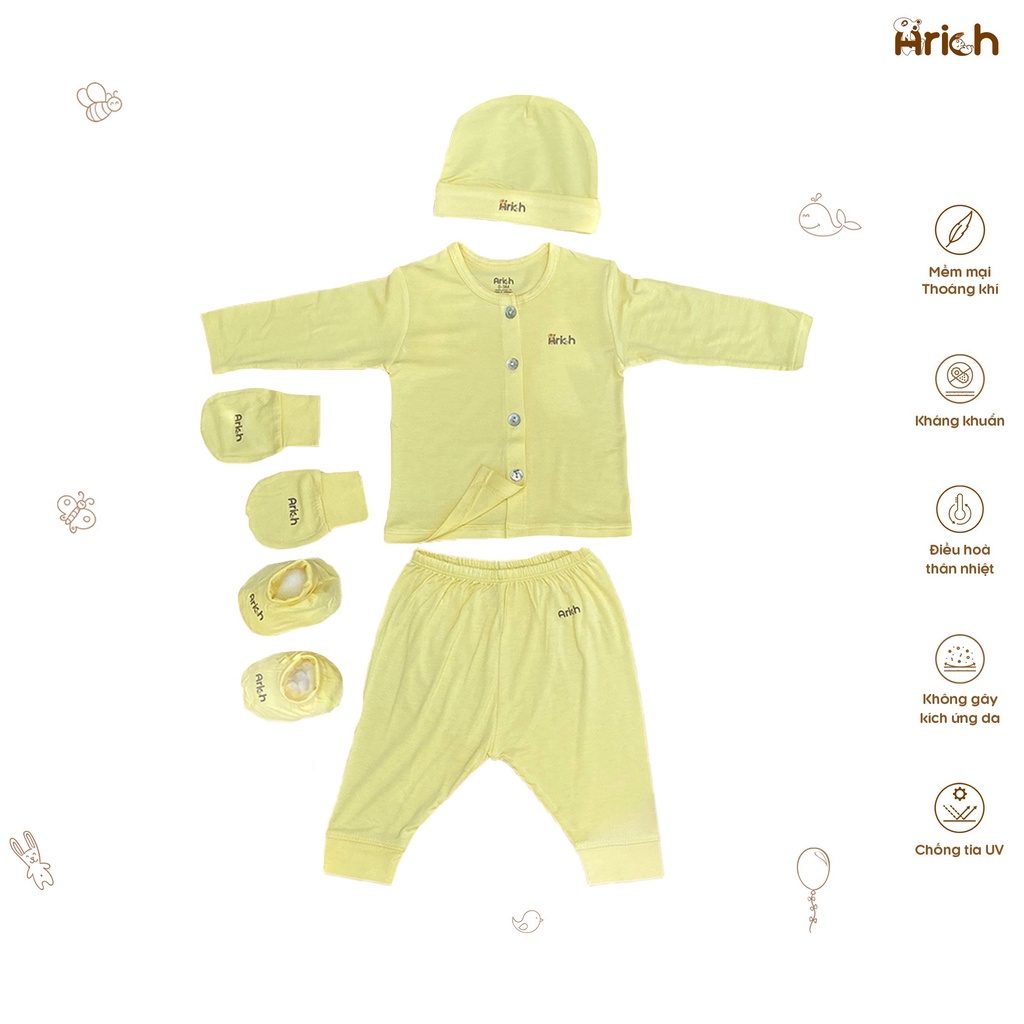 Combo dài thẳng trơn sơ sinh Arich (0-6m)