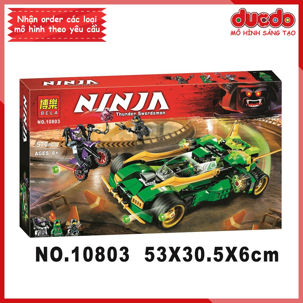 BELA 10803 Lắp ghép Ninjago Xe đua Bóng Đêm - Đồ chơi Xếp hình Mô hình Ninja Movie Nightcrawler LEPIN 06076 70641