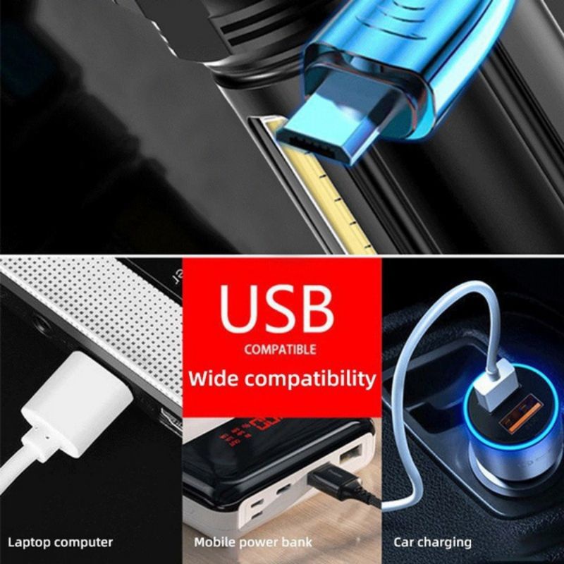 Đèn Pin Cầm Tay 5Led COB / 4 Chế Độ Sáng Cao Lumen Chống Nước Có Cổng Sạc USB Đa Ứng Dụng